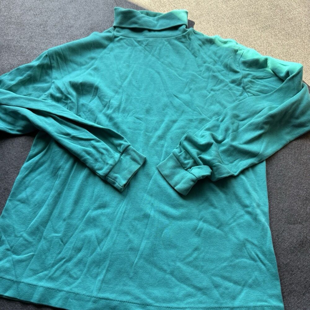Vintage ASR Mock Neck Shirt Womens Small Teal Made In Macau Long Sleeve 90s B11